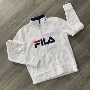 Fila White Sweatshirt with Red and Blue Logo
